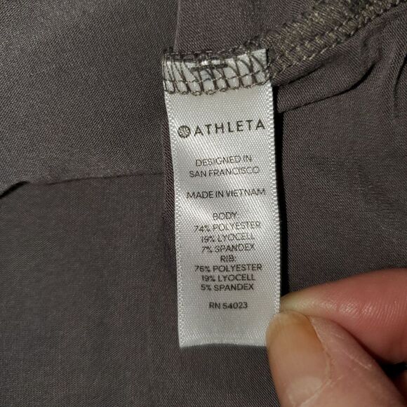 Athleta Essence Long Sleeve Semi Fit Top Flagstone Gray Tie Back Large - Picture 6 of 10